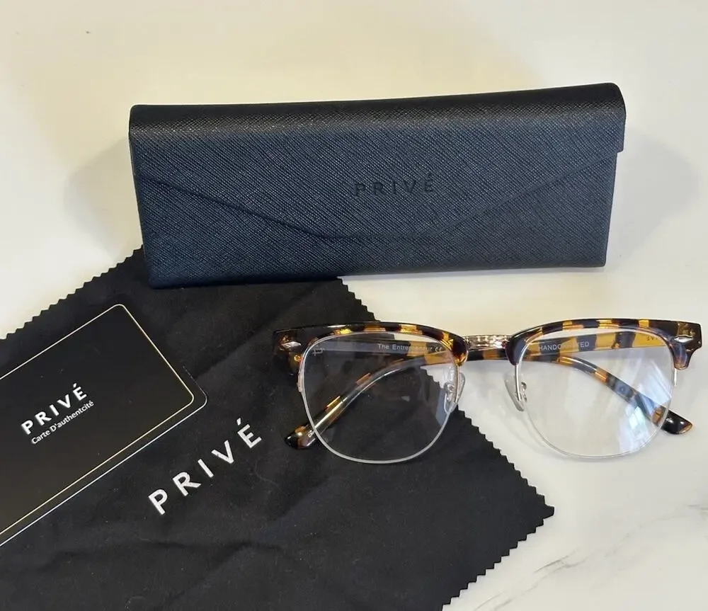 Prive Revaux Handcrafted The Entrepreneur Tortoise 52-18-137 Handmade w/Case NEW